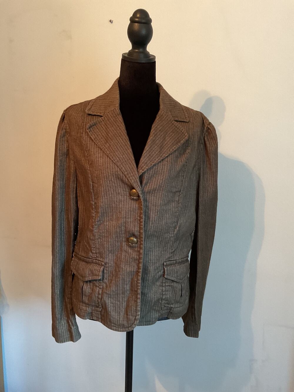Jones Wear Jeans Olive Green Herringbone Blazer Jacket Vintage Career Stretch 16